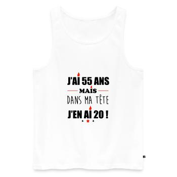 Pas 55 ans anniversaire, cadeau d'anniversaire - Débardeur bio Premium Homme - blanc - Devant - AI Model Male 178 light (178cm)