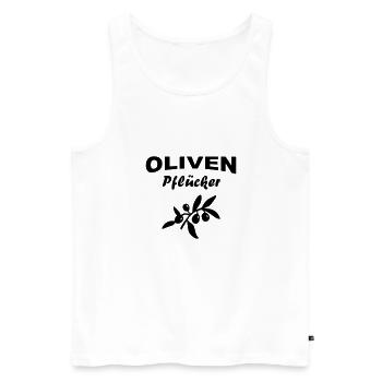 Olivenpflücker Oliven - Männer Premium Bio Tank Top - Weiß - Vorne - Michal (187cm)