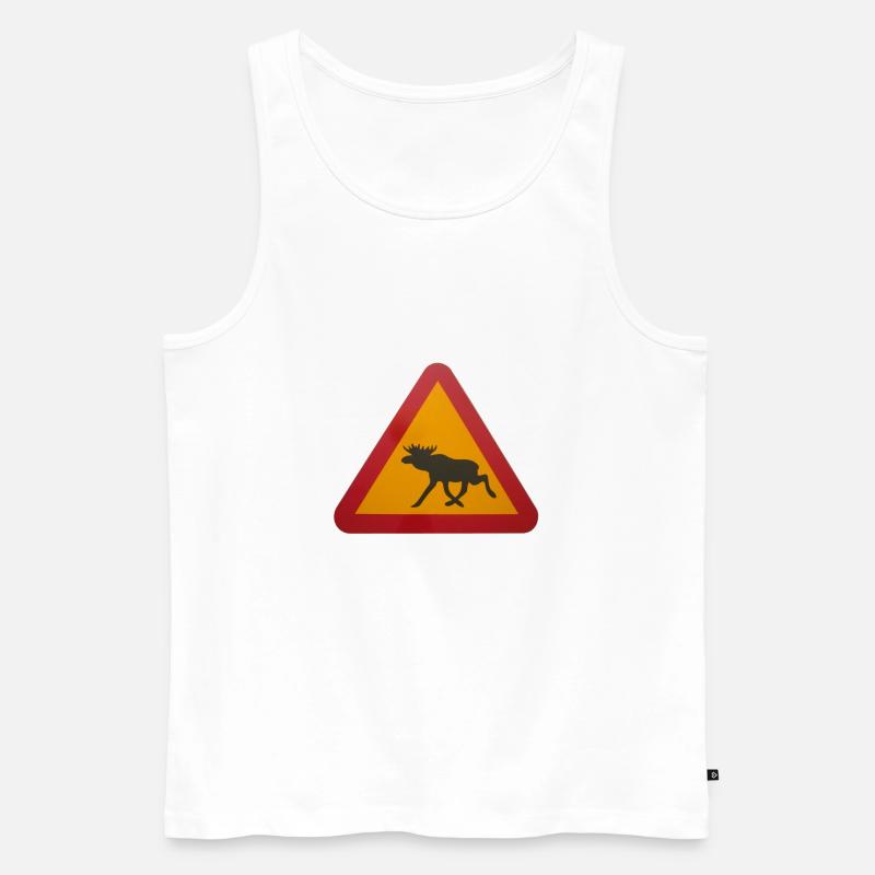Warnschild Elch - Männer Premium Bio Tank Top - Weiß