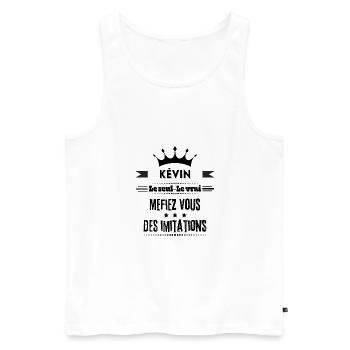 Kévin le seul le vrai Humour meilleur cadeau - Débardeur bio Premium Homme - blanc - Devant - Michal (187cm)
