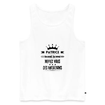 Patrice le seul le vrai Humour meilleur cadeau - Débardeur bio Premium Homme - blanc - Devant - Michal (187cm)