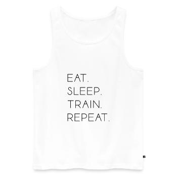 eat sleep train repeat Sport Fitness Formation - Débardeur bio Premium Homme - blanc - Devant - Michal (187cm)