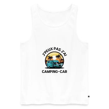 j'peux pas j'ai camping-car, humour vacances fun - Débardeur bio Premium Homme - blanc - Devant - AI Model Male 178 light (178cm)