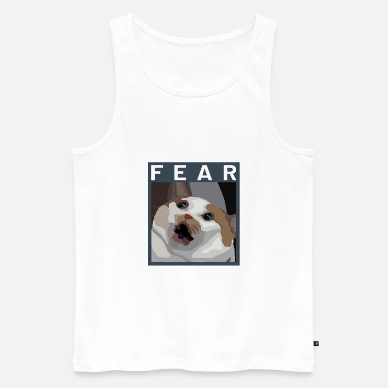 Scared cat Meme Illustration - Männer Premium Bio Tank Top - Weiß