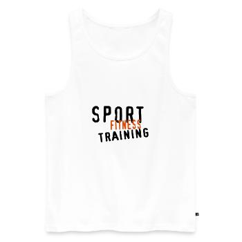 SPORT FITNESS TRAINING - Débardeur bio Premium Homme - blanc - Devant - Michal (187cm)
