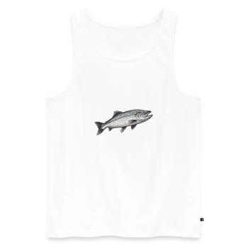 Saumon Poisson Pêche Pêche Pêche Pêche Poisson Sports - Débardeur bio Premium Homme - blanc - Devant - AI Model Male 178 light (178cm)