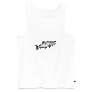 Saumon Poisson Pêche Pêche Pêche Pêche Poisson Sports - Débardeur bio Premium Homme - blanc - Devant - AI Model Male 178 light (178cm)
