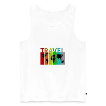 Voyage - Voyage - Carte du monde - Continents - Globe - Débardeur bio Premium Homme - blanc - Devant - AI Model Male 178 light (178cm)