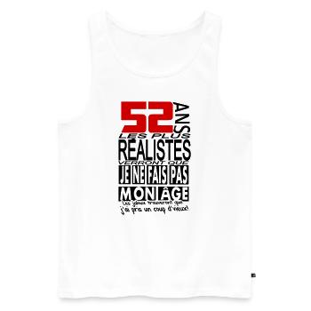 52 ans / t shirt 52 ans / anniversaire 52 ans - Débardeur bio Premium Homme - blanc - Devant - Michal (187cm)