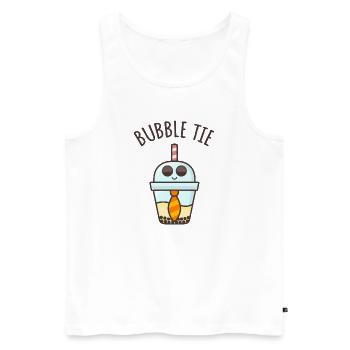 Bubble Tie, Bubble Tea + Krawatte Wortspiel - Männer Premium Bio Tank Top - Weiß - Vorne - AI Model Male 178 light (178cm)