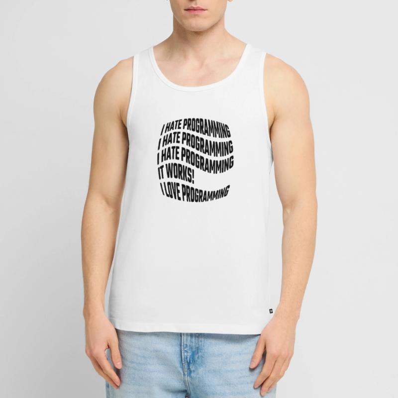I hate programming, it works, I love programming Men's Premium Organic Tank Top