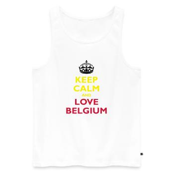 Keep Calm & Love Belgium - Débardeur bio Premium Homme - blanc - Devant - AI Model Male 178 light (178cm)