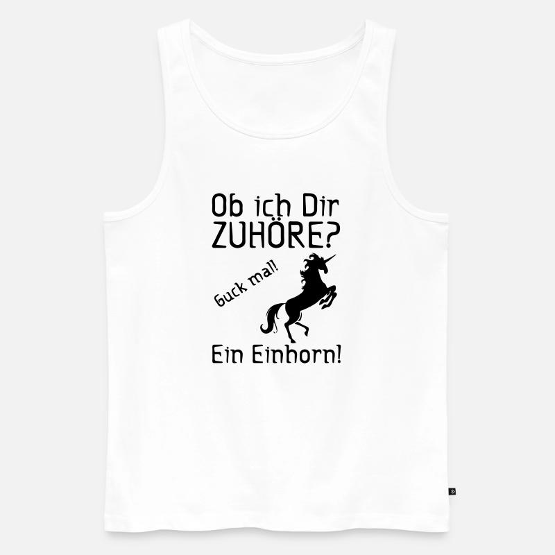 Guck mal! Ein Einhorn! Geschenk - Männer Premium Bio Tank Top - Weiß