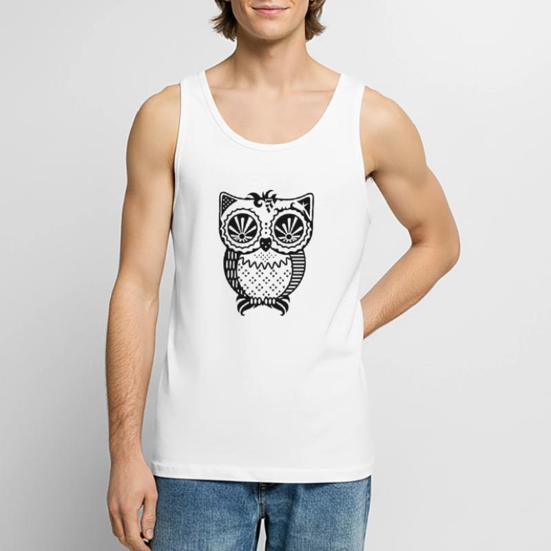 Patchwork Eule Männer Premium Bio Tank Top