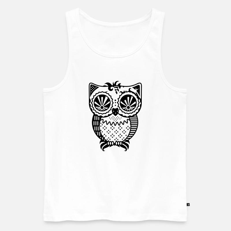 Patchwork Eule - Männer Premium Bio Tank Top - Weiß