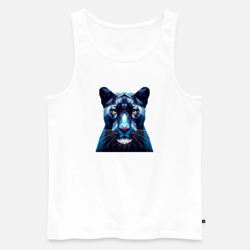 Ein blauer Panther im Polygon-Stil - Männer Premium Bio Tank Top - Weiß