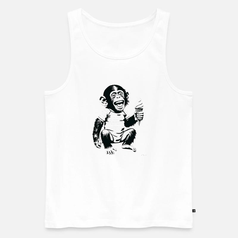 Verspielter Affe mit Eiscreme-Design - Männer Premium Bio Tank Top - Weiß