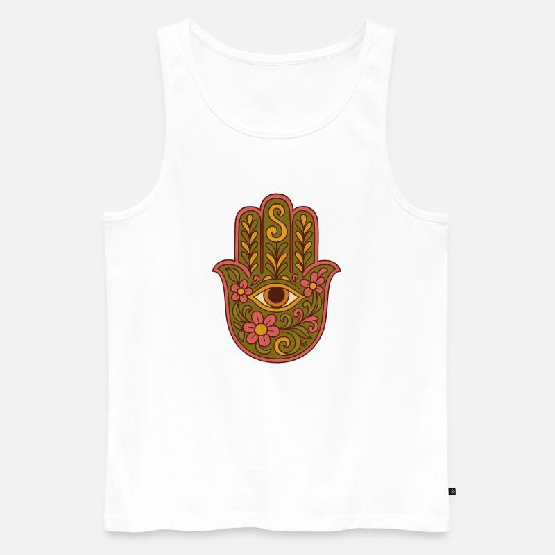 Hamsa Eye Floral Boho Kunstwerk - Männer Premium Bio Tank Top - Weiß