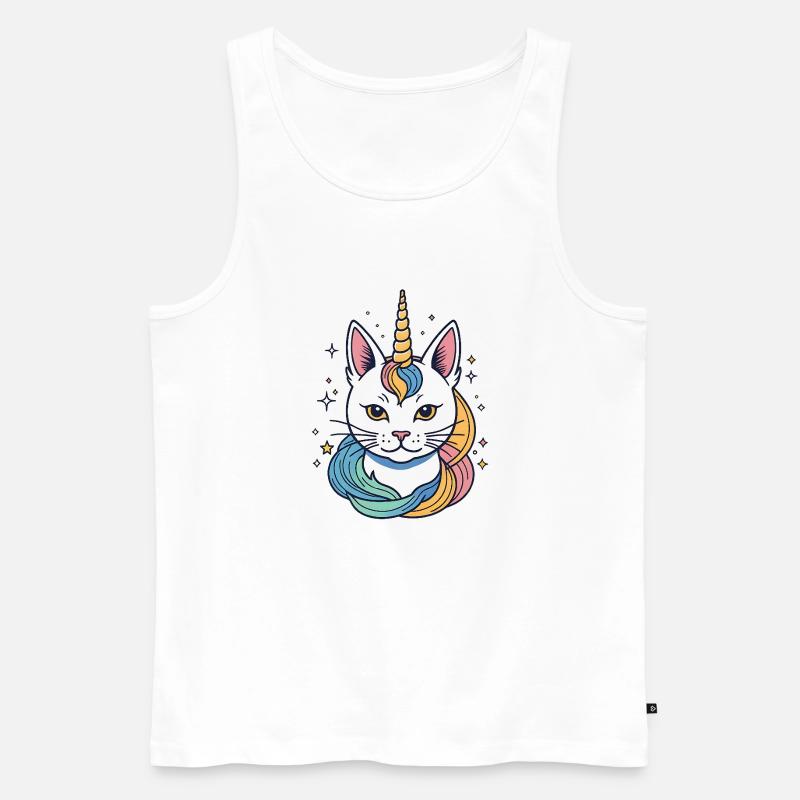 Regenbogen Einhorn Katze - Männer Premium Bio Tank Top - Weiß
