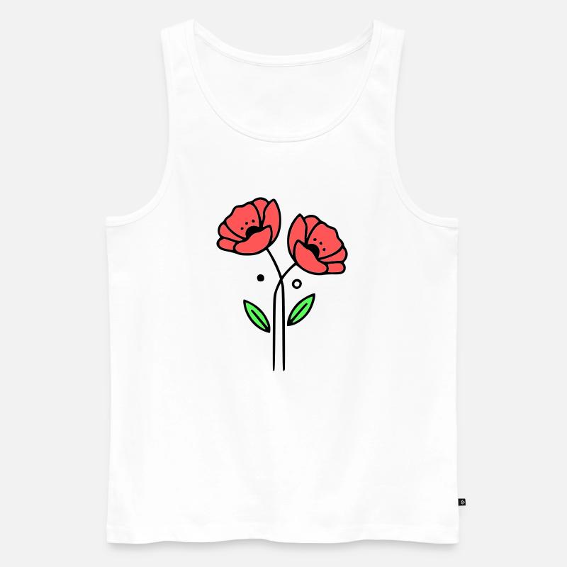 mohnblume-mohnblumen-minimalistisch-line-art-5 - Männer Premium Bio Tank Top - Weiß