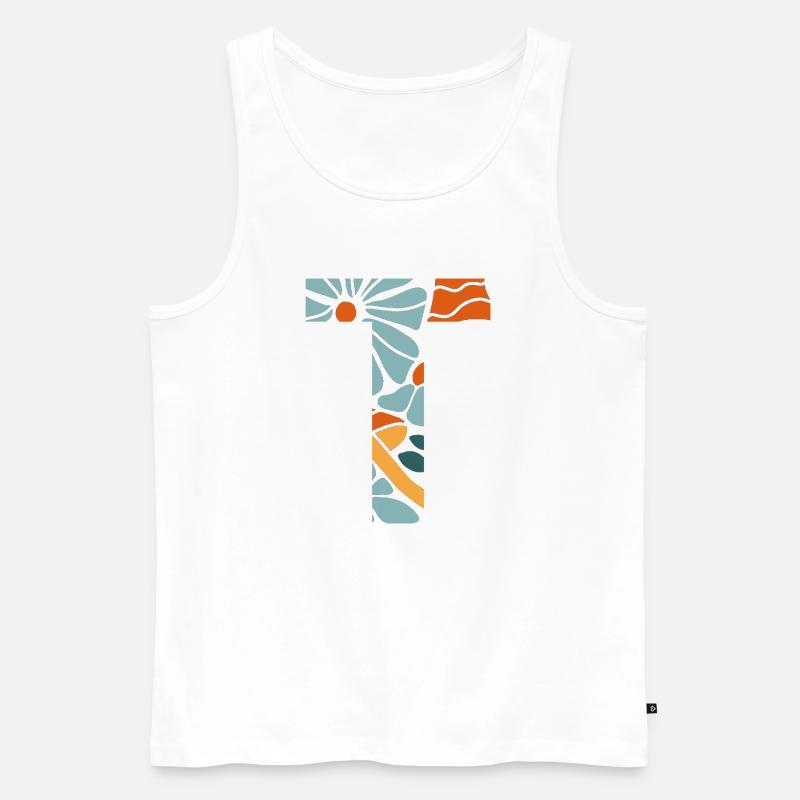 Buchstabe t Blumen groovy Geschenkidee - Männer Premium Bio Tank Top - Weiß