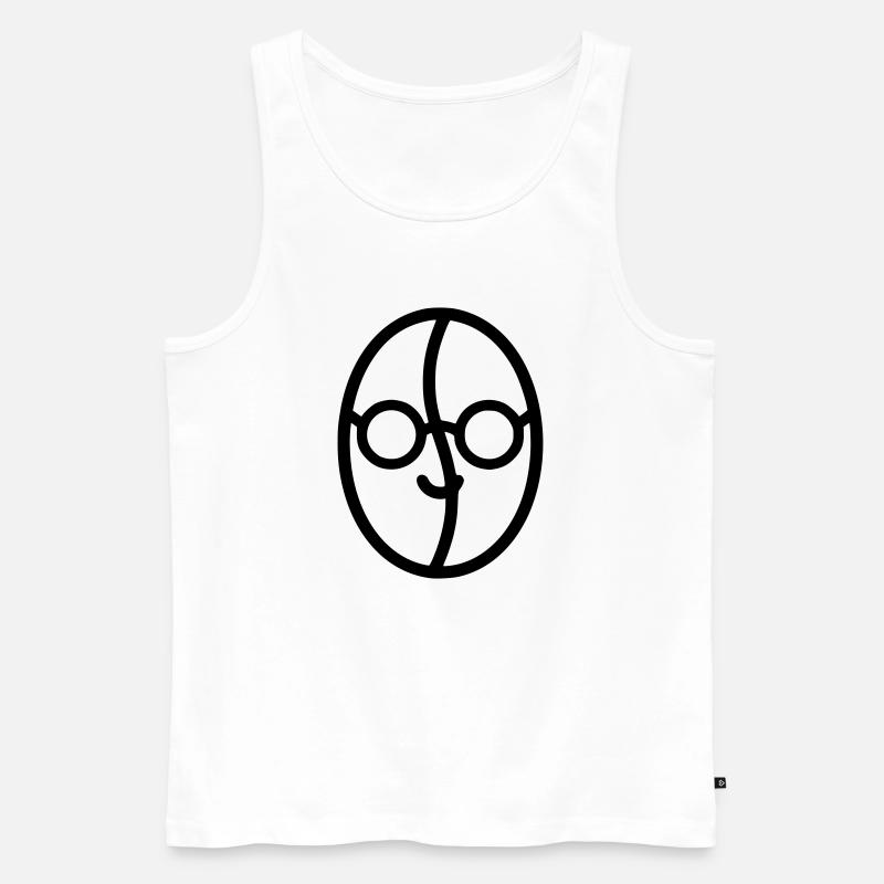 Kaffee-Liebe: Kaffeebohne mit Brille - Männer Premium Bio Tank Top - Weiß