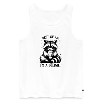 First of all I'm a delight Waschbär Trash Panda - Männer Premium Bio Tank Top - Weiß - Vorne - Michal (187cm)