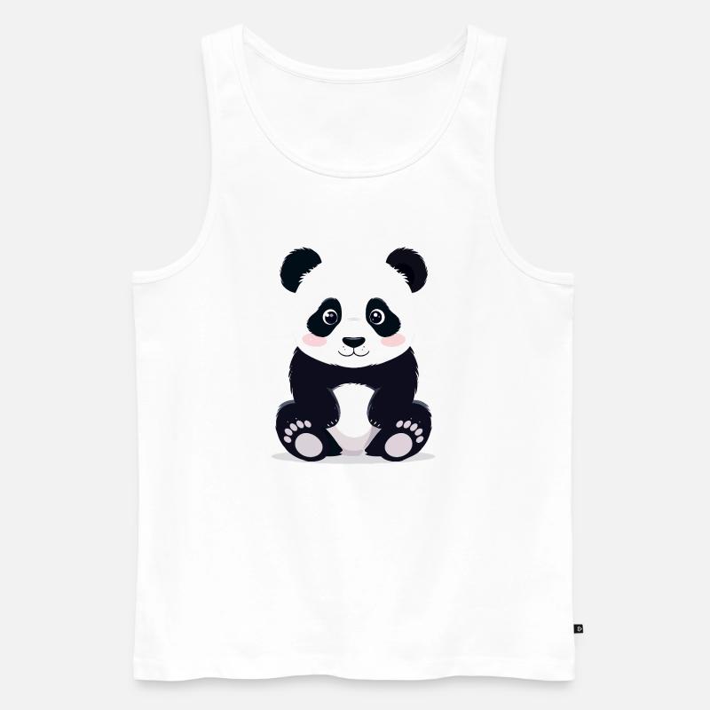 Sitzender Kuschelpanda kleiner süßer Pandabär - Männer Premium Bio Tank Top - Weiß