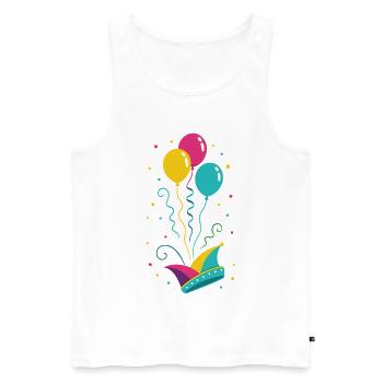 Karneval Narrenkappe mit Ballons & Konfetti - Männer Premium Bio Tank Top - Weiß - Vorne - AI Model Male 178 light (178cm)