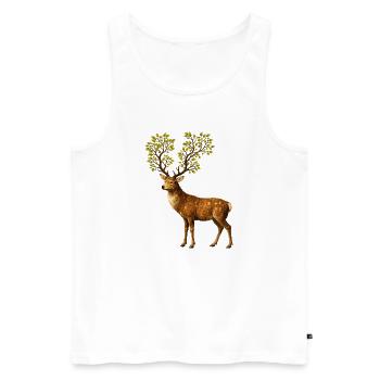 Deer with tree antlers – nature spirit of the forest - Men's Premium Organic Tank Top - white - Front - AI Model Male 178 light (178cm)