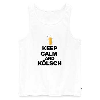 RESTE CALME ET KÖLSCH ! STANGE GLÜCK AUS KÖLN schwaz - Débardeur bio Premium Homme - blanc - Devant - Michal (187cm)