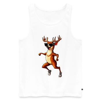 Lachender Hirsch - Männer Premium Bio Tank Top - Weiß - Vorne - AI Model Male 178 light (178cm)