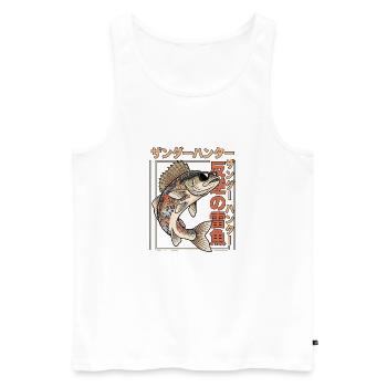 Zander Angler - Männer Premium Bio Tank Top - Weiß - Vorne - Michal (187cm)