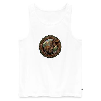 T Rex Dino in the fossil ring - Men's Premium Organic Tank Top - white - Front - Michal (187cm)