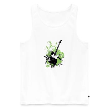 Graphic Floral Green Guitar - Men's Premium Organic Tank Top - white - Front - Michal (187cm)