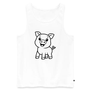 Glückliches Schweinchen Tiermotiv - Männer Premium Bio Tank Top - Weiß - Vorne - Michal (187cm)