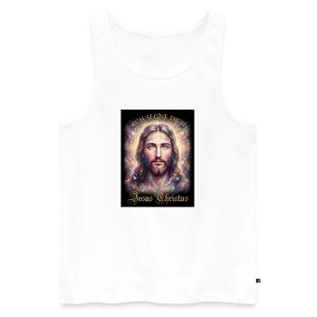 Jesus Christus Ich segne Dich - Männer Premium Bio Tank Top - Weiß - Vorne - Michal (187cm)