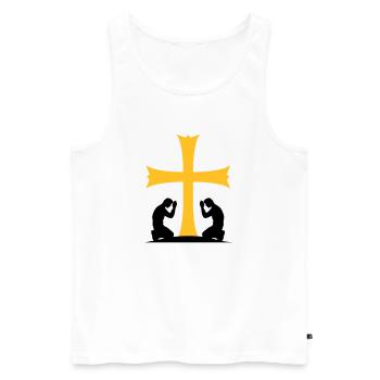 prier église symbole croix jésus-christ christ ka - Débardeur bio Premium Homme - blanc - Devant - Michal (187cm)