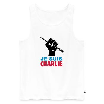 je suis charlie - Débardeur bio Premium Homme - blanc - Devant - AI Model Male 178 light (178cm)