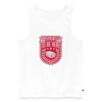 I closed my book - Männer Premium Bio Tank Top - Weiß - Vorne - AI Model Male 178 light (178cm)