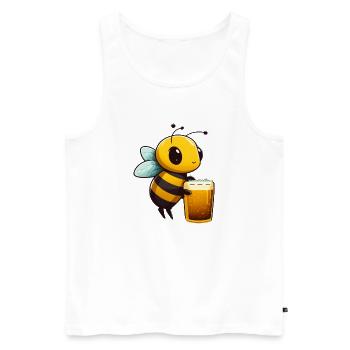 Abeille mignonne avec de la bière. Chemise de bière pour apiculteurs - Débardeur bio Premium Homme - blanc - Devant - Michal (187cm)