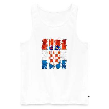 Kroatische Nationalflagge Emblem Kroatien Hrvatska hrv - Männer Premium Bio Tank Top - Weiß - Vorne - AI Model Male 178 light (178cm)