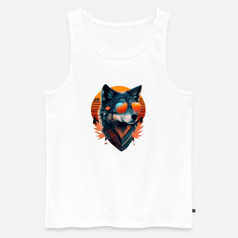 Wolf - Männer Premium Bio Tank Top - Weiß