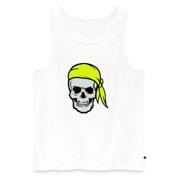 Skull Pirate Ahoy - Men's Premium Organic Tank Top - white - Front - AI Model Male 178 light (178cm)