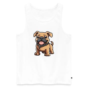 Bouledogue Chien Bande Dessinée Mignon - Débardeur bio Premium Homme - blanc - Devant - Michal (187cm)