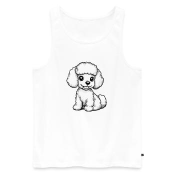 Caniche Chien Bande dessinée Mignon - Débardeur bio Premium Homme - blanc - Devant - Michal (187cm)