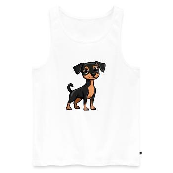 Pinscher Hund Comic Niedlich - Männer Premium Bio Tank Top - Weiß - Vorne - Michal (187cm)