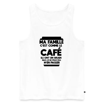 Ma famille c'est comme le café - Débardeur bio Premium Homme - blanc - Devant - AI Model Male 178 light (178cm)