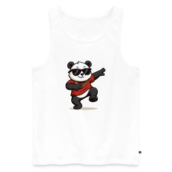 Panda Comic Dance - Men's Premium Organic Tank Top - white - Front - Michal (187cm)