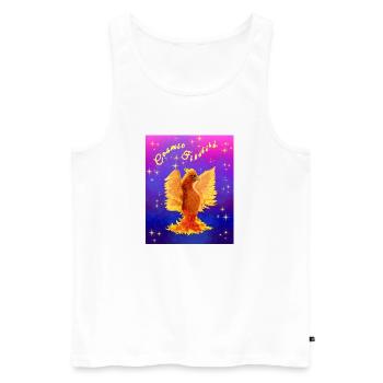 Ein orangefarbener kosmischer Cyber-Vogel - Männer Premium Bio Tank Top - Weiß - Vorne - AI Model Male 178 light (178cm)